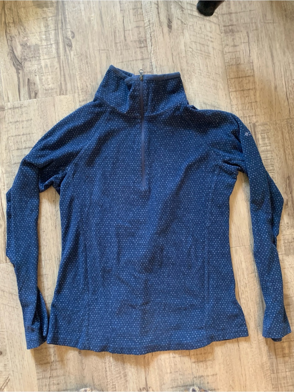 Columbia Quarter-zip Thin Fleece - Blue with Tiny Polka Dots